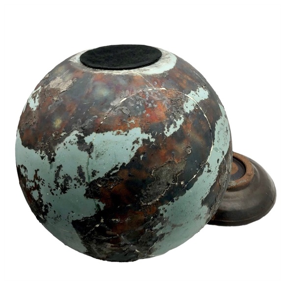 Coming Soon! Kintsugi Raku Pottery Globe Large Sphere Gold Crack Art Centerpiece - Picture 4 of 8